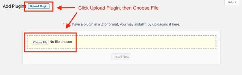 Click upload plugin, then choose file