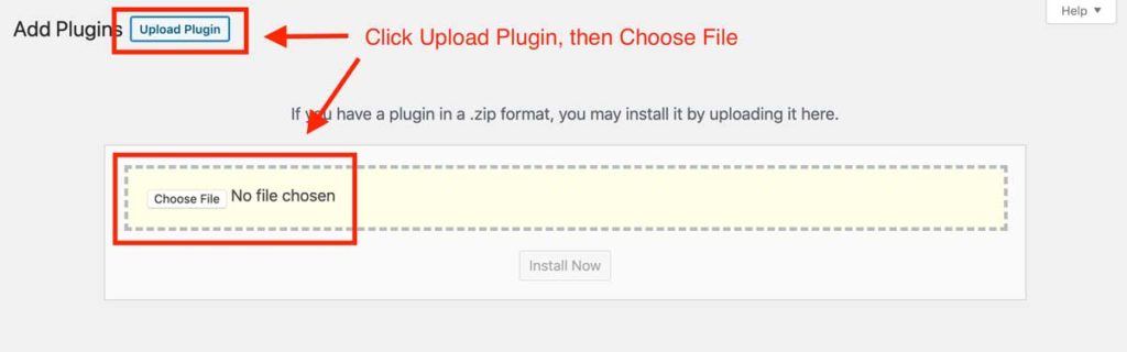 Click upload plugin, then choose file