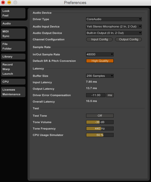 Ableton Live Audio Preferences